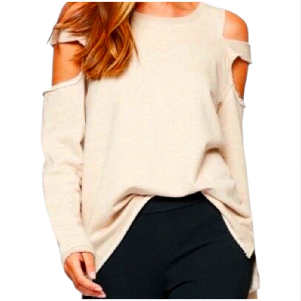 Sanctuary NWT Park Slope Sweatshirt Small Oversized in Cream 100% Cotton